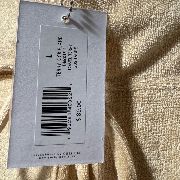 NWT Women's Danielle Bernstein Towel Terry Kick Flare Pants Taupe Size Large - Picture 7 of 13